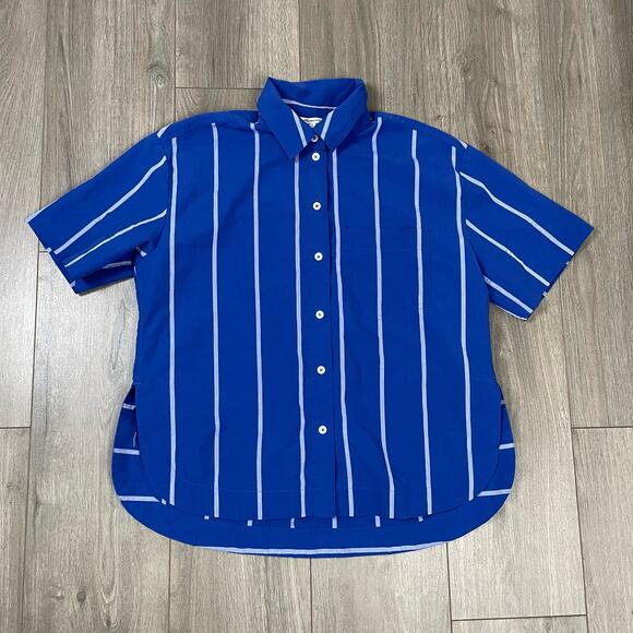 Madewell Oversized Boxy Button Up Striped Signature Poplin Shirt US Women's S - Picture 3 of 8
